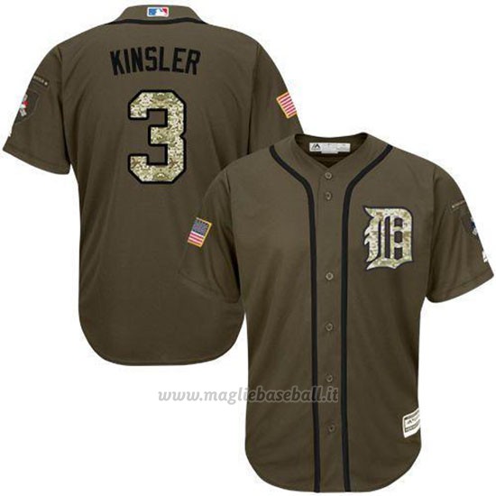 Maglia Baseball Uomo Detroit Tigers Majestic 3 Ian Kinsler Salute To Service Olive